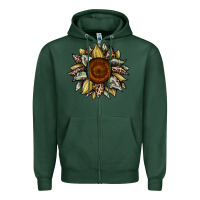 Sports Green sunflower camouflage and leopard 2 Zipper Hoodie - JahusDesignShop