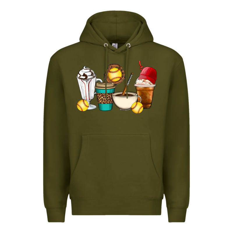 Softball Coffee Cups Premium Hoodie by Artiststas | Teevron