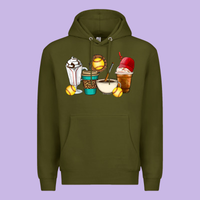 Softball Coffee Cups Premium Hoodie Designed By Artiststas