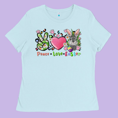 Peace Love Easter Bunny Ladies Tee Designed By Fadigitalartstudio