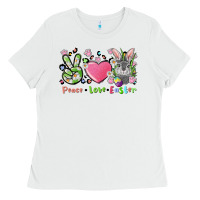 White peace love easter bunny Ladies Tee - FaDigitalArtStudio