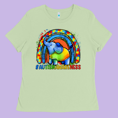 Autism Awareness Autism Elephant Ladies Tee Designed By Fadigitalartstudio