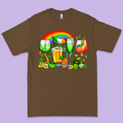 Wine Glasses St. Patricks Premium Tee Designed By Oliviacreatesart