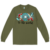 Army Green Joy to the World Long Sleeve Tee - CowhideDigitalArt