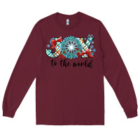 Burgundy Joy to the World Long Sleeve Tee - CowhideDigitalArt