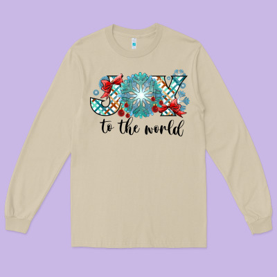 Joy To The World Long Sleeve Tee Designed By Cowhidedigitalart