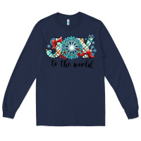 Navy Joy to the World Long Sleeve Tee - CowhideDigitalArt