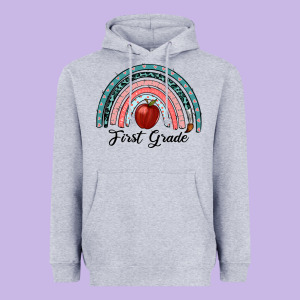 First Grade Rainbow Heavyweight Hoodie Designed By Ranaportraitstore