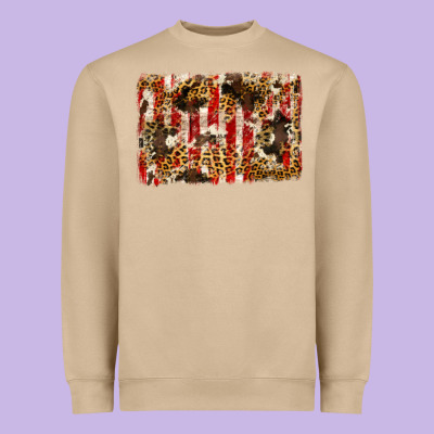 America, Cowhide, Leopard Backgraund Heavyweight Sweatshirt Designed By Jahusdesignshop