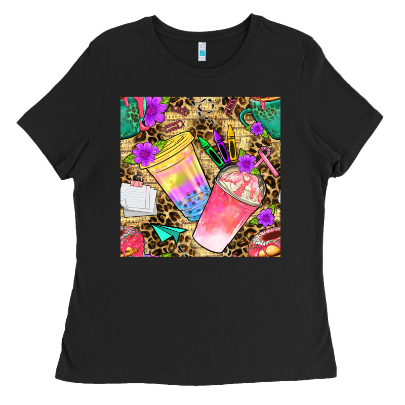 School Girl Coffee Cup With Leopard Seamless Pattern Bbs Ladies Tee by BundleAndBundleShop | Teevron