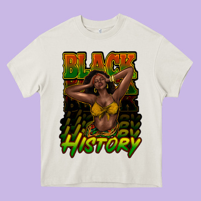 Black History Afro Woman Heavy Core Tee Designed By Howdyjamesfarm