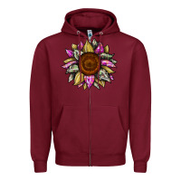 Burgundy sunflower camouflage Zipper Hoodie - JahusDesignShop