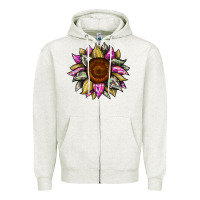 Oatmeal Heather sunflower camouflage Zipper Hoodie - JahusDesignShop