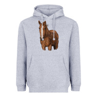 Heather Grey brown horse Heavyweight Hoodie - RanaPortraitStore