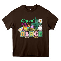Chocolate Brown Saved by his grace Easter Heavy Core Tee - CowGirlArtShop