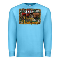 Ocean Blue Merry Christmas Tractor Premium Sweatshirt - RanaPortraitStore