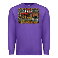Purple Merry Christmas Tractor Premium Sweatshirt - RanaPortraitStore