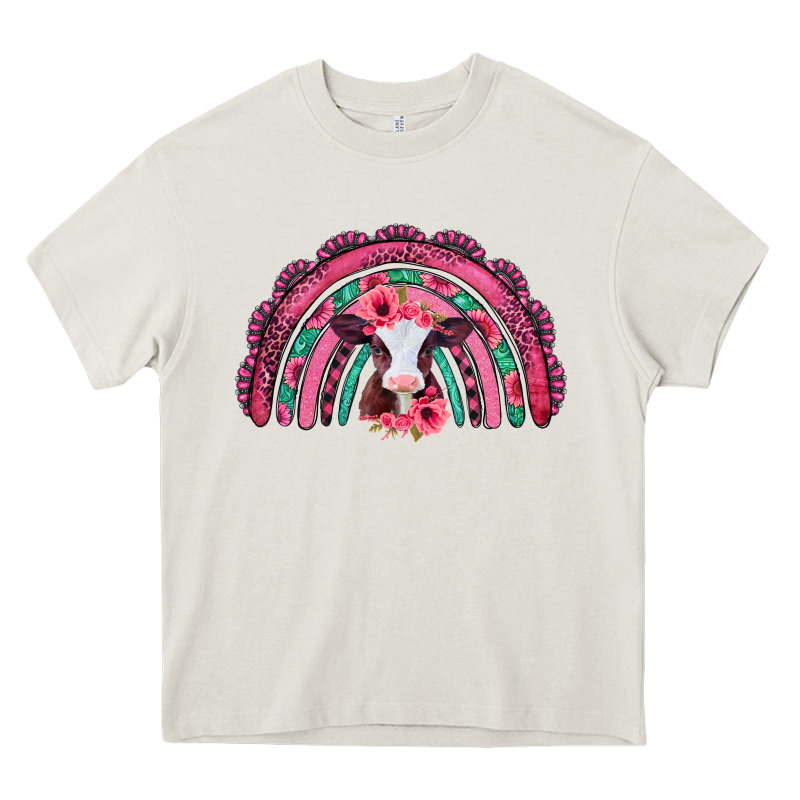 Valentines Day Pink Gemstones Baby Calf Rainbow Heavy Core Tee by Jasminsmagicworld | Teevron