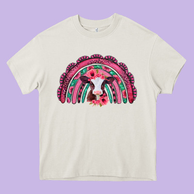 Valentines Day Pink Gemstones Baby Calf Rainbow Heavy Core Tee Designed By Jasminsmagicworld