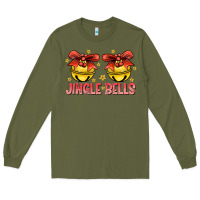 Army Green Jingle Bells Long Sleeve Tee - CowhideDigitalArt