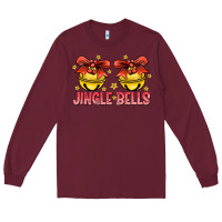 Burgundy Jingle Bells Long Sleeve Tee - CowhideDigitalArt