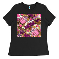 Black mom coffee cups with leopard seamless pattern bbs Ladies Tee - BundleAndBundleShop