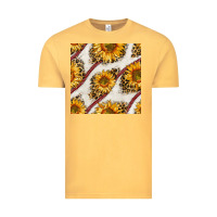 Vintage Mustard baseball sunflowers and leopard seamless pattern Vintage Tee - BundleAndBundleShop