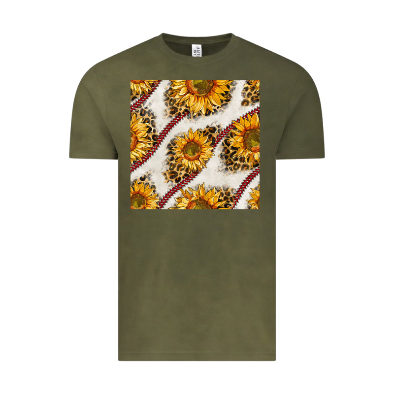 Baseball Sunflowers And Leopard Seamless Pattern Vintage Tee by BundleAndBundleShop | Teevron