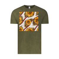 Vintage Olive baseball sunflowers and leopard seamless pattern Vintage Tee - BundleAndBundleShop