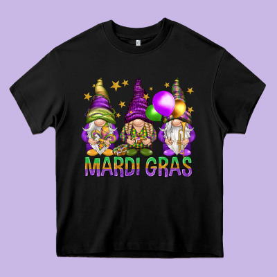 Mardi Gras With Gnomies Heavy Core Tee Designed By Howdyjamesfarm