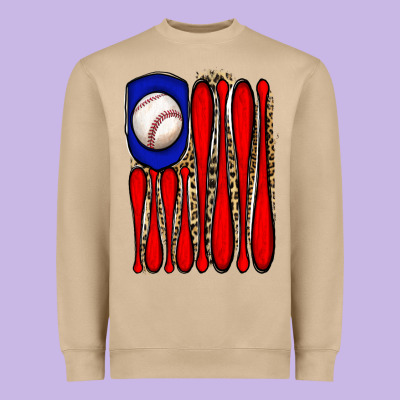 Leopard Baseball Flag Heavyweight Sweatshirt Designed By Jahusdesignshop