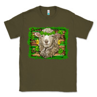 Army Green st patricks day sheep shamrock gold  serape leopard glitter Classic Tee - Artiststas