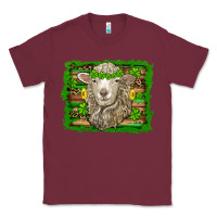 Burgundy st patricks day sheep shamrock gold  serape leopard glitter Classic Tee - Artiststas