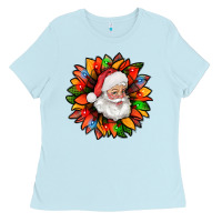 Baby Blue santa claus with sunflower christmas bbs Ladies Tee - BundleAndBundleShop
