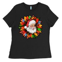 Black santa claus with sunflower christmas bbs Ladies Tee - BundleAndBundleShop