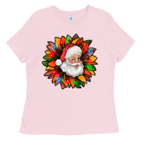 Bubblegum Pink santa claus with sunflower christmas bbs Ladies Tee - BundleAndBundleShop