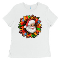 White santa claus with sunflower christmas bbs Ladies Tee - BundleAndBundleShop