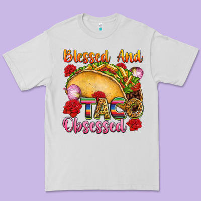 Blessed And Taco Obsessed Mexico Premium Tee Designed By Fadigitalartstudio