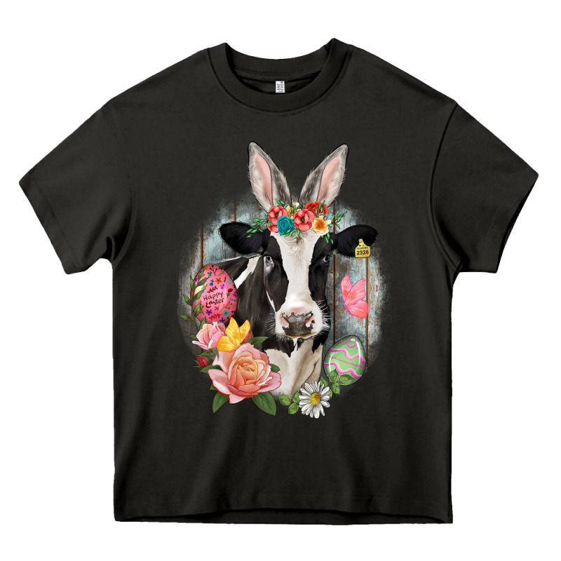 Happy Easter Cow Easter Day Heavy Core Tee by CowGirlArtShop | Teevron