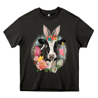 Asphalt Happy Easter Cow Easter Day Heavy Core Tee - CowGirlArtShop