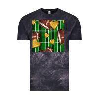 Cloud Black american football field and hearts seamless pattern Vintage Tee - BundleAndBundleShop