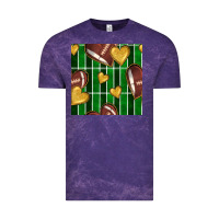 Cloud Purple american football field and hearts seamless pattern Vintage Tee - BundleAndBundleShop