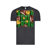 Vintage Black american football field and hearts seamless pattern Vintage Tee - BundleAndBundleShop