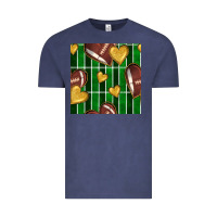 Vintage Denim american football field and hearts seamless pattern Vintage Tee - BundleAndBundleShop
