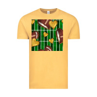 Vintage Mustard american football field and hearts seamless pattern Vintage Tee - BundleAndBundleShop