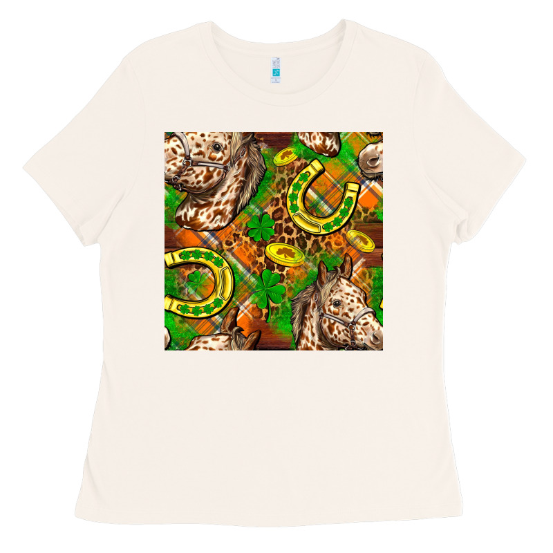 St. Patrick's Day Horse With Horseshoes Seamless Ladies Tee by FaDigitalArtStudio | Teevron