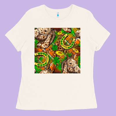 St. Patrick's Day Horse With Horseshoes Seamless Ladies Tee Designed By Fadigitalartstudio