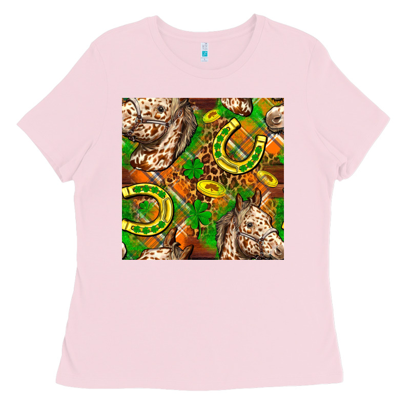 St. Patrick's Day Horse With Horseshoes Seamless Ladies Tee by FaDigitalArtStudio | Teevron