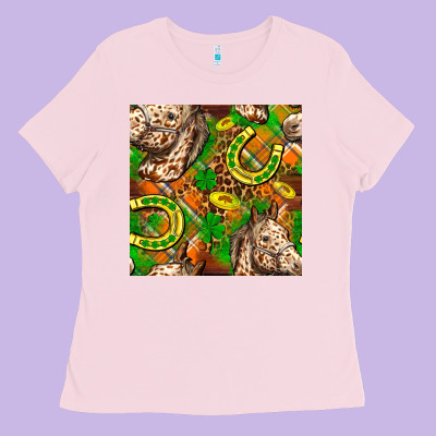 St. Patrick's Day Horse With Horseshoes Seamless Ladies Tee Designed By Fadigitalartstudio