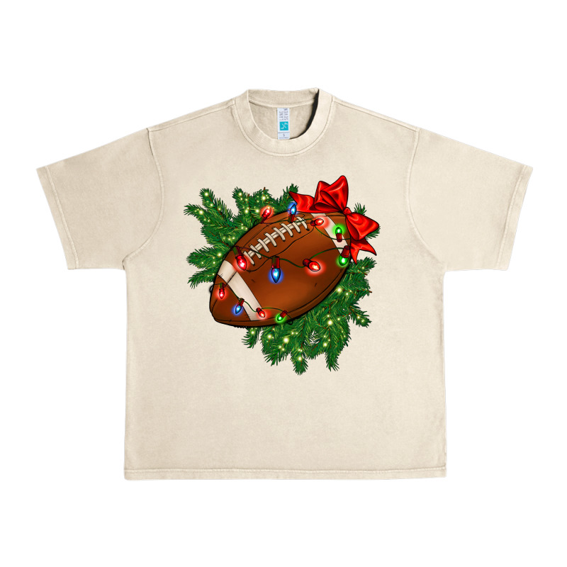 American Football Christmas With Lights And Ribbon Urban Heavy Tee by FaDigitalArtStudio | Teevron